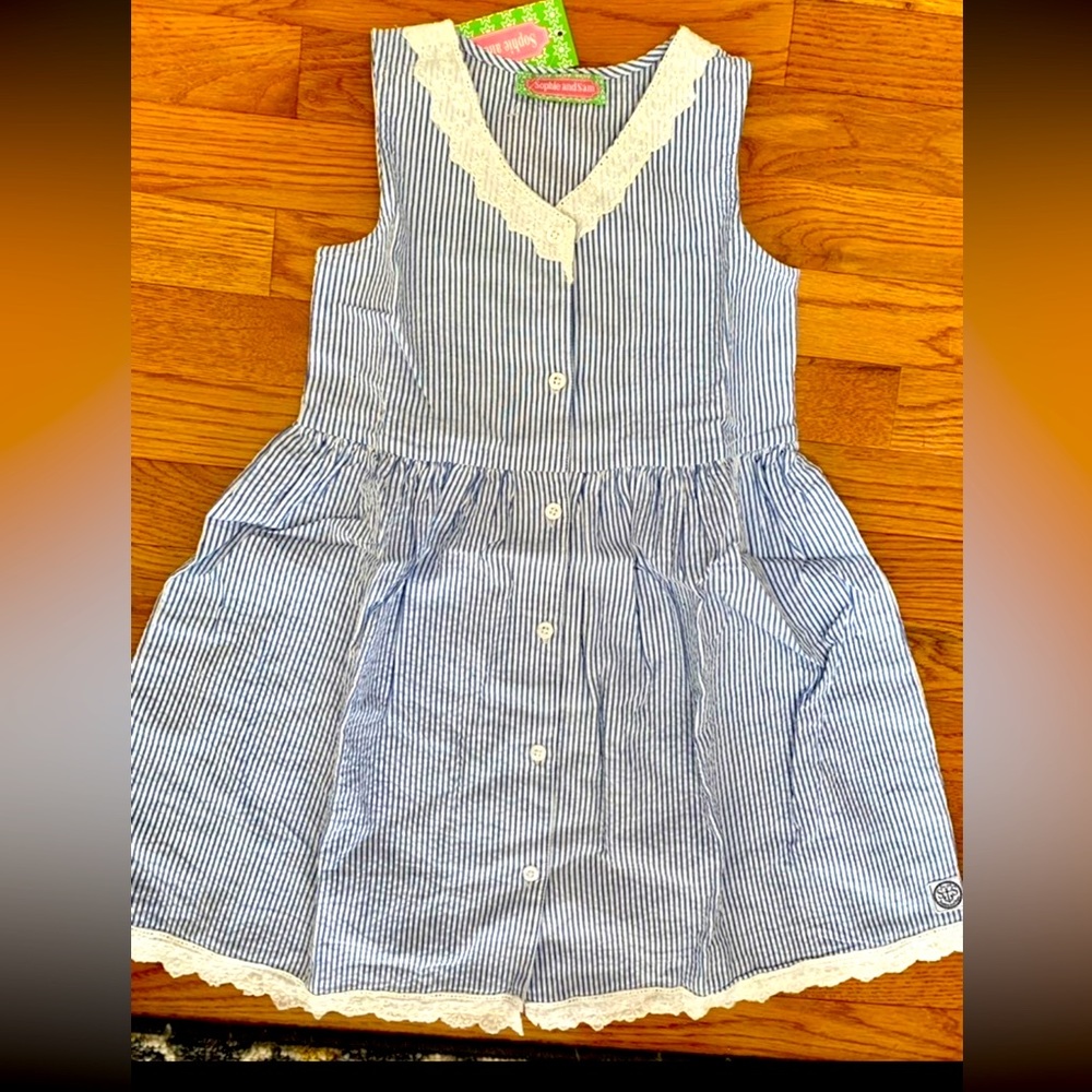 NEW with tags Sophie and Sam Boutique Girls SZ 6 dress Navy & White